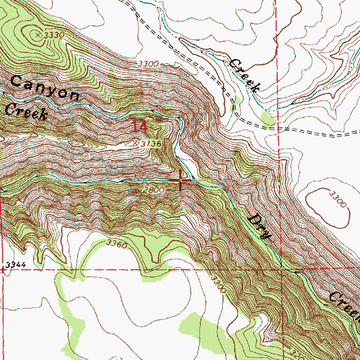 Topographic Map of North Fork Dry Creek, WA