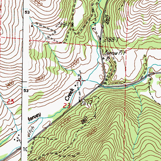 Topographic Map of North Fork Harvey Creek, WA