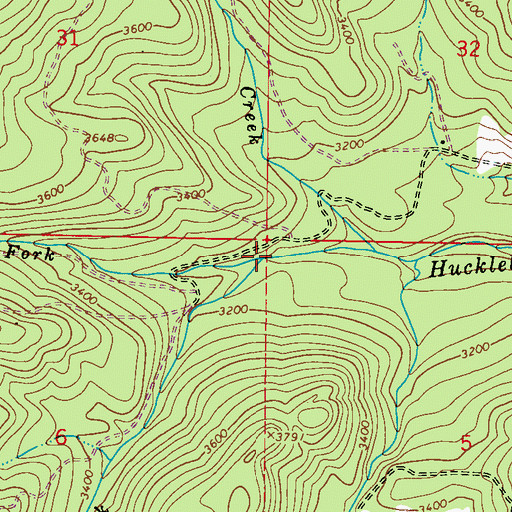 Topographic Map of North Fork Huckleberry Creek, WA