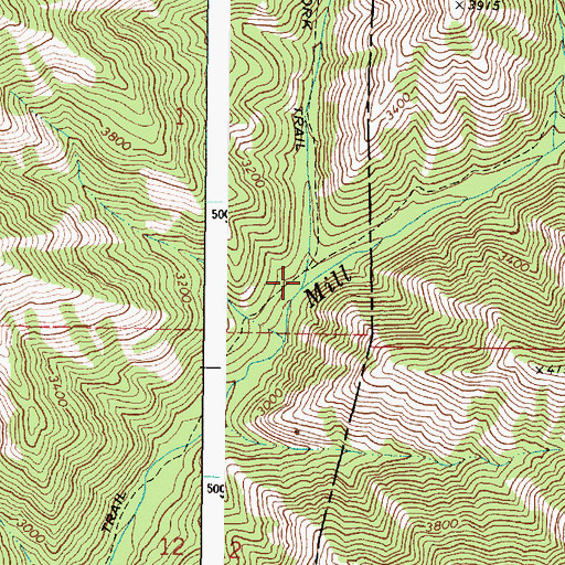 Topographic Map of North Fork Mill Creek, WA