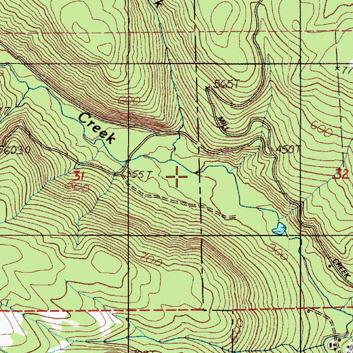 Topographic Map of North Fork Mill Creek, WA