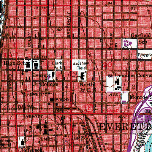Topographic Map of North Middle School, WA
