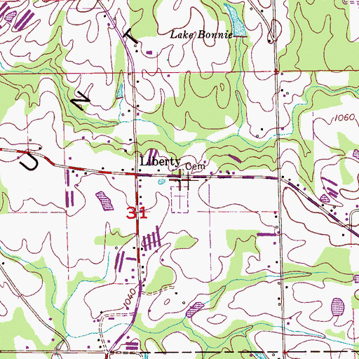 Topographic Map of Liberty Church, AL