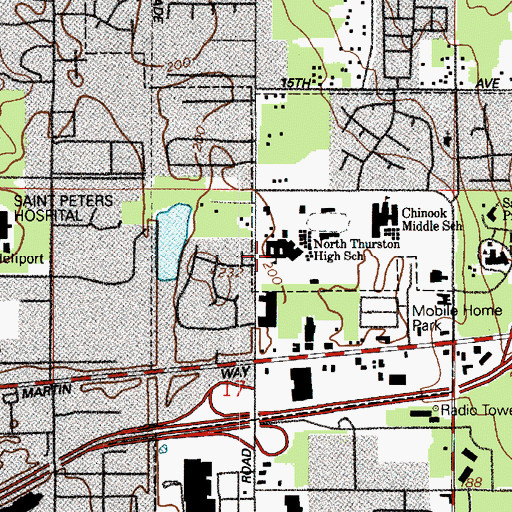 Topographic Map of North Thurston High School, WA