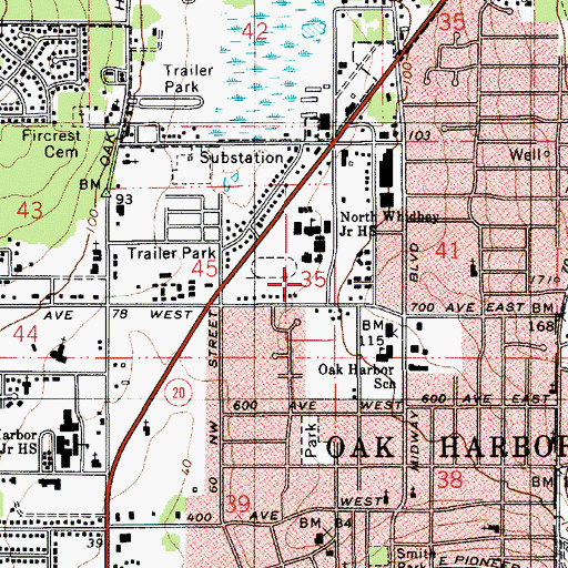 Topographic Map of North Whidbey Middle School, WA