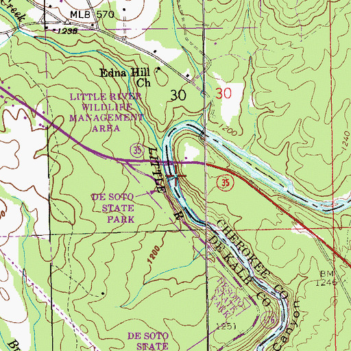 Topographic Map of Little River Falls, AL