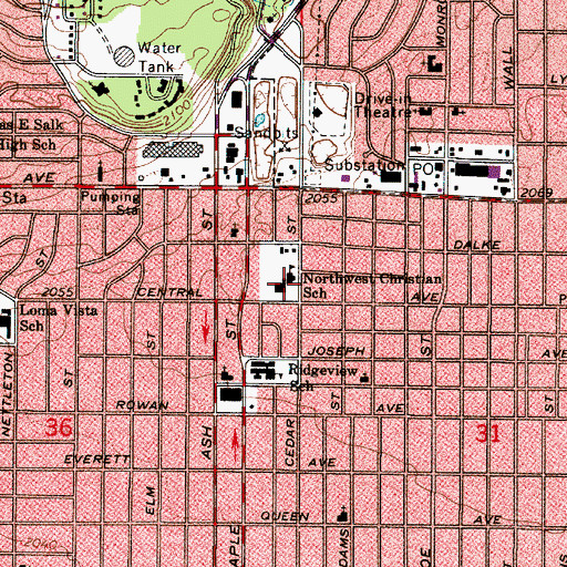 Topographic Map of Northwest Christian School, WA