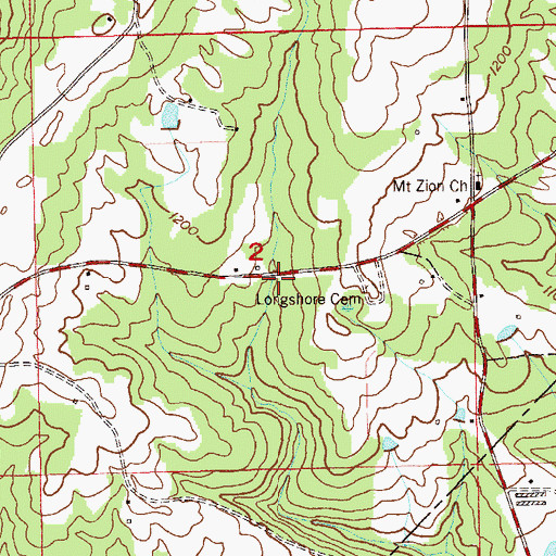 Topographic Map of Longshore Mill (historical), AL