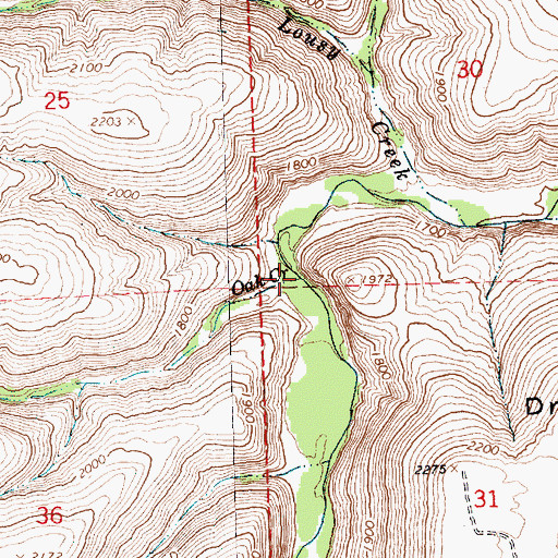 Topographic Map of Oak Creek, WA