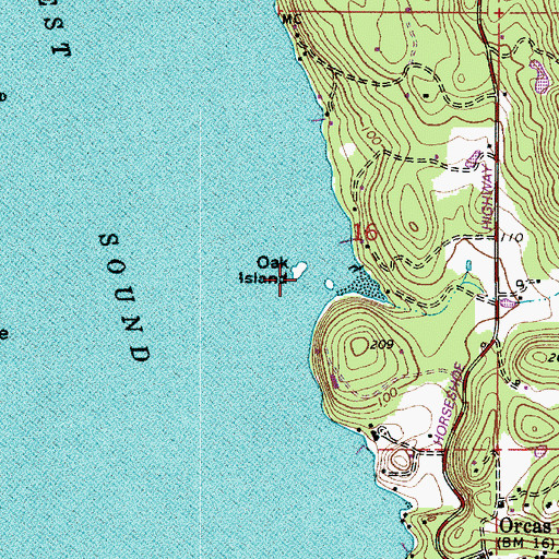 Topographic Map of Oak Island, WA