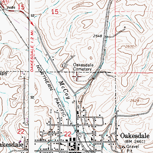 Topographic Map of Oakesdale Cemetery, WA