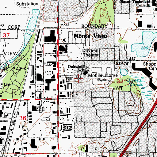 Topographic Map of Oakwood Elementary School, WA