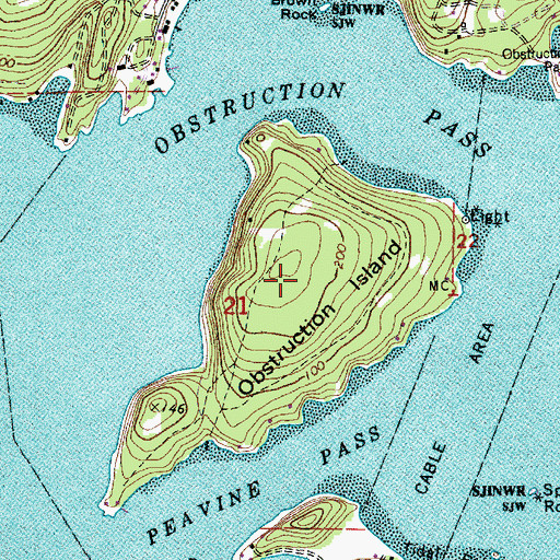 Topographic Map of Obstruction Island, WA