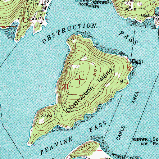 Topographic Map of Obstruction Pass, WA