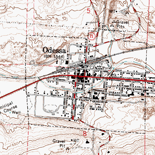 Topographic Map of Odessa, WA