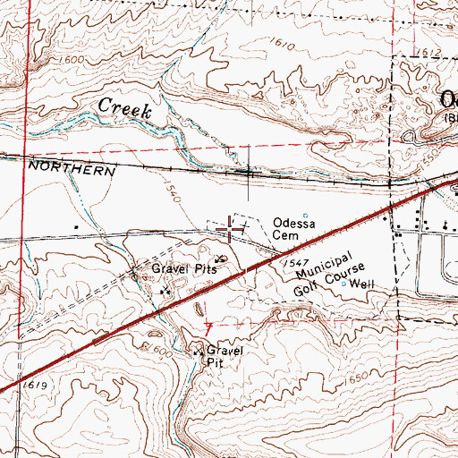 Topographic Map of Odessa Cemetery, WA
