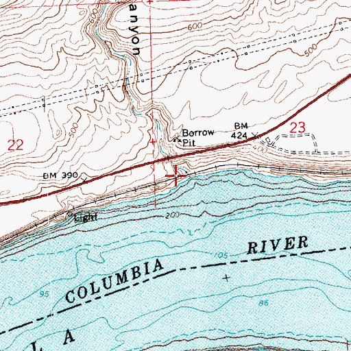 Topographic Map of Old Lady Canyon, WA