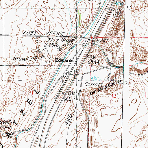 Topographic Map of Old Maid Coulee, WA