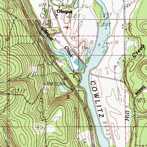 Topographic Map of Olequa Creek, WA