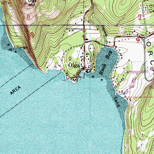 Topographic Map of Olga Marine State Park, WA