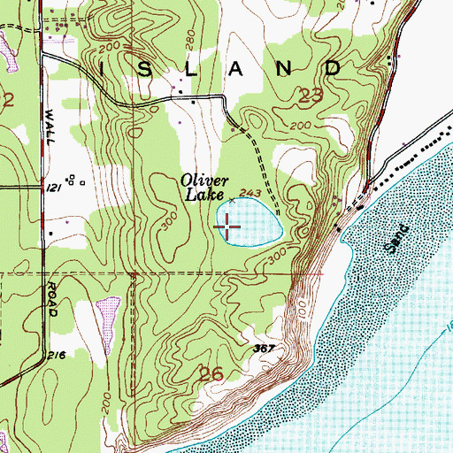Topographic Map of Oliver Lake, WA