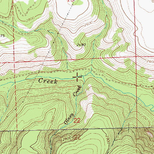 Topographic Map of Olney Creek, WA