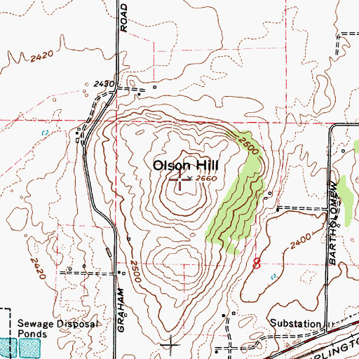 Topographic Map of Olson Hill, WA