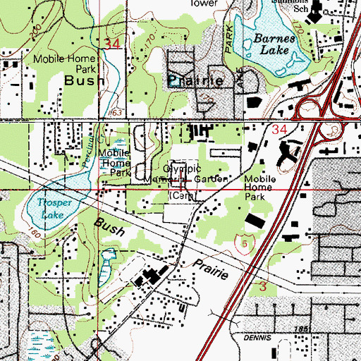 Topographic Map of Olympic Memorial Garden Cemetery, WA