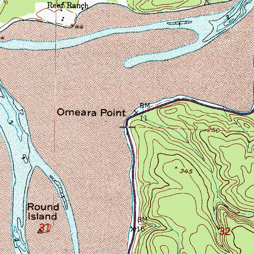 Topographic Map of O'Meara Point, WA