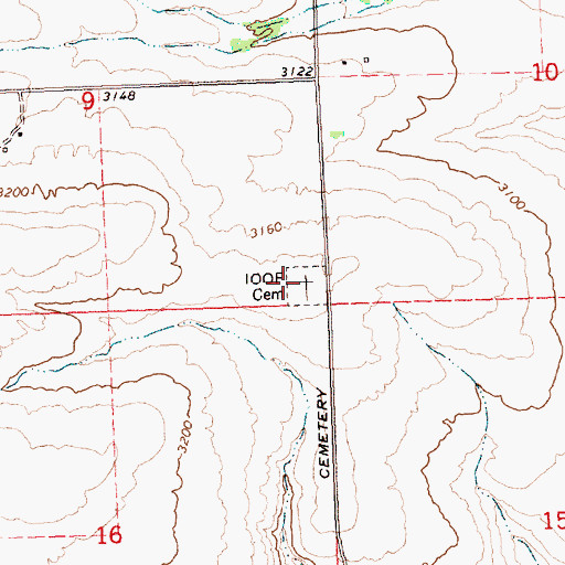 Topographic Map of Independent Order of Odd Fellows Cemetery, WA