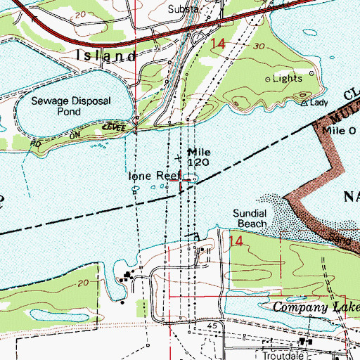Topographic Map of One Reef, WA