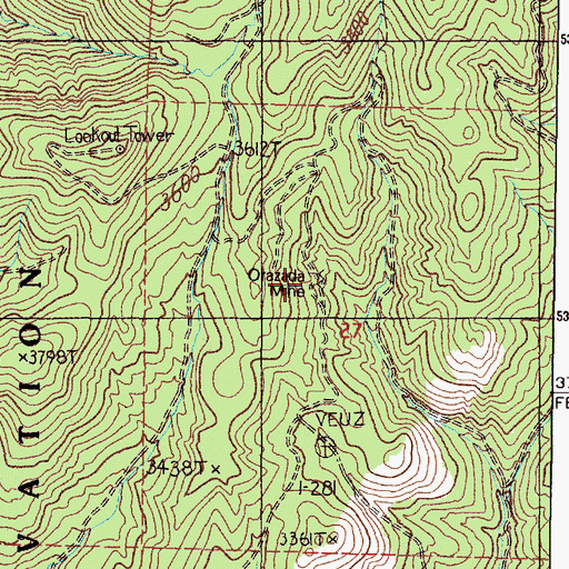Topographic Map of Orazada Mine, WA