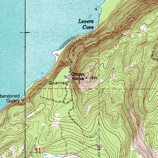 Topographic Map of Orcas Knob, WA