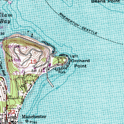 Topographic Map of Orchard Point, WA