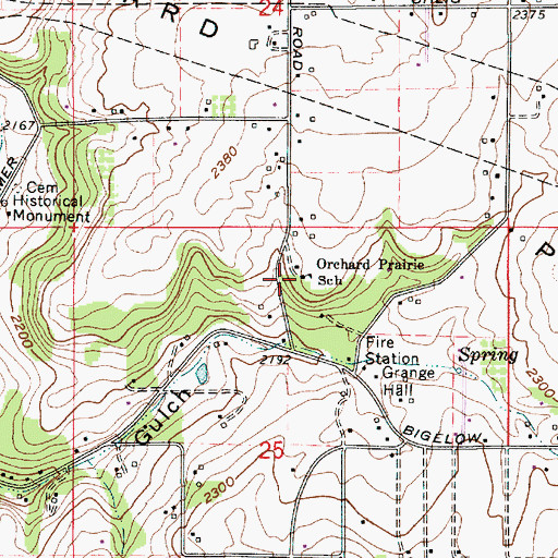 Topographic Map of Orchard Prairie Elementary School, WA