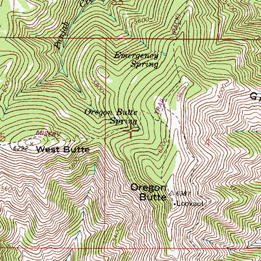 Topographic Map of Oregon Butte Spring, WA