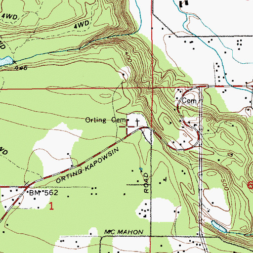 Topographic Map of Orting Cemetery, WA