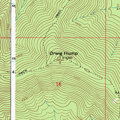 Topographic Map of Orwig Hump, WA