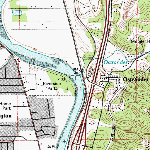 Topographic Map of Ostrander Creek, WA
