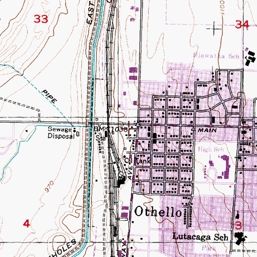 Topographic Map of Othello, WA