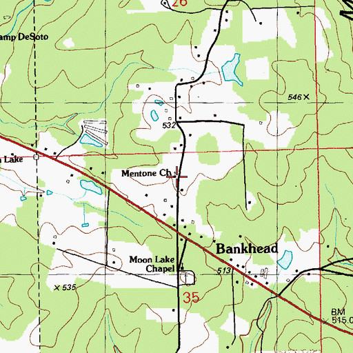 Topographic Map of Mentone Church, AL