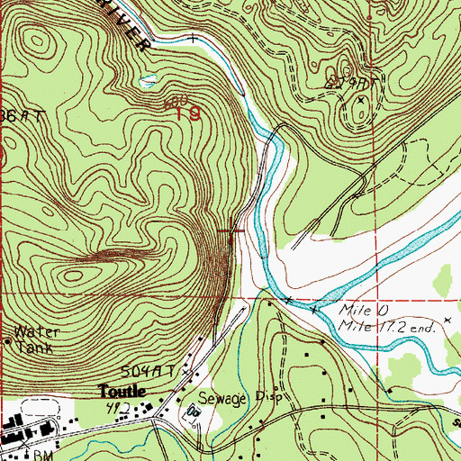 Topographic Map of Outlet Creek, WA