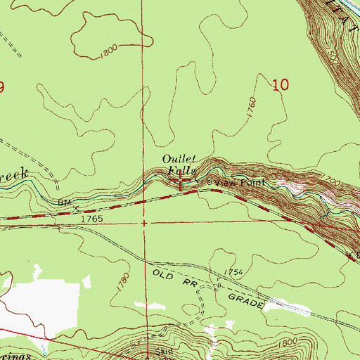 Topographic Map of Outlet Falls, WA