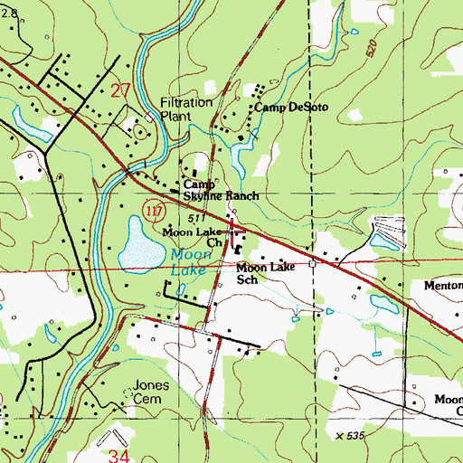 Topographic Map of Moon Lake Church, AL