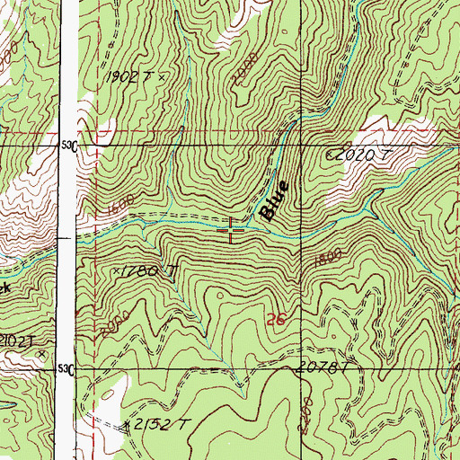 Topographic Map of Oyachen Creek, WA