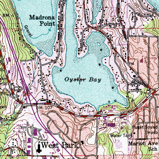 Topographic Map of Oyster Bay, WA