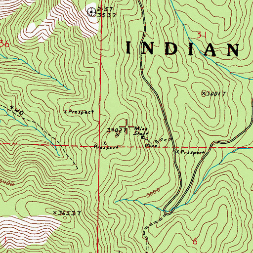 Topographic Map of Pacific Mutual Mines, WA