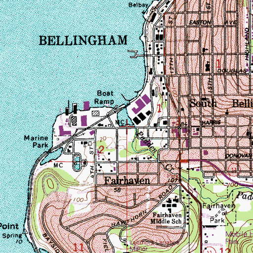 Topographic Map of Padden Creek, WA