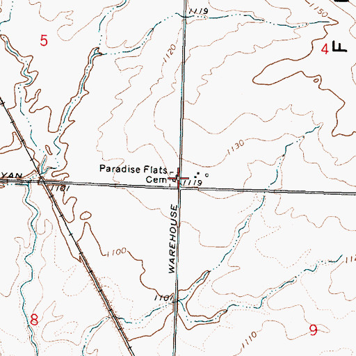 Topographic Map of Paradise Flats Cemetery, WA
