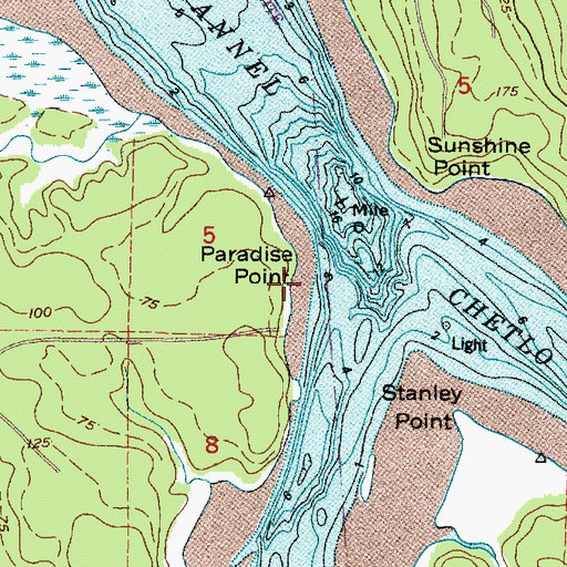 Topographic Map of Paradise Point, WA